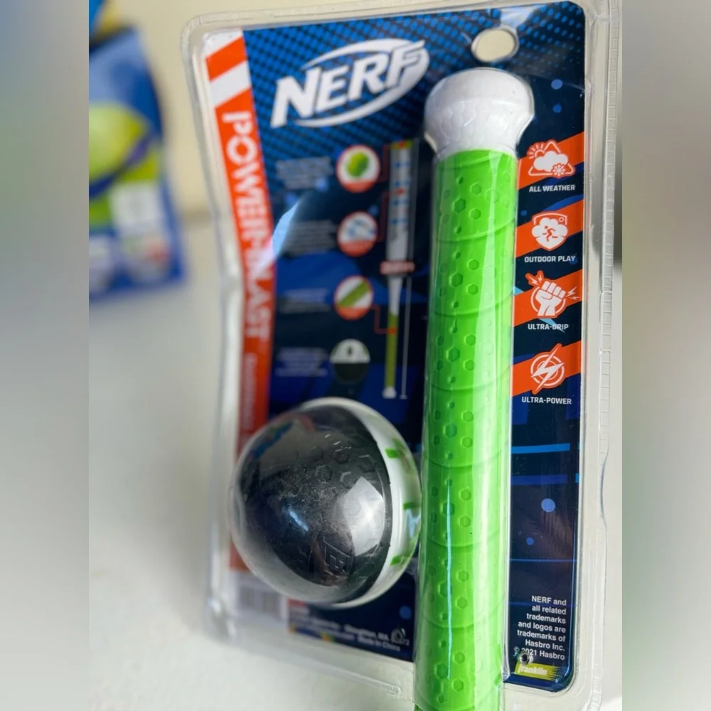 NEW NERF Power Blast Baseball Bat & Ball Set AND Wahu Flat Ball